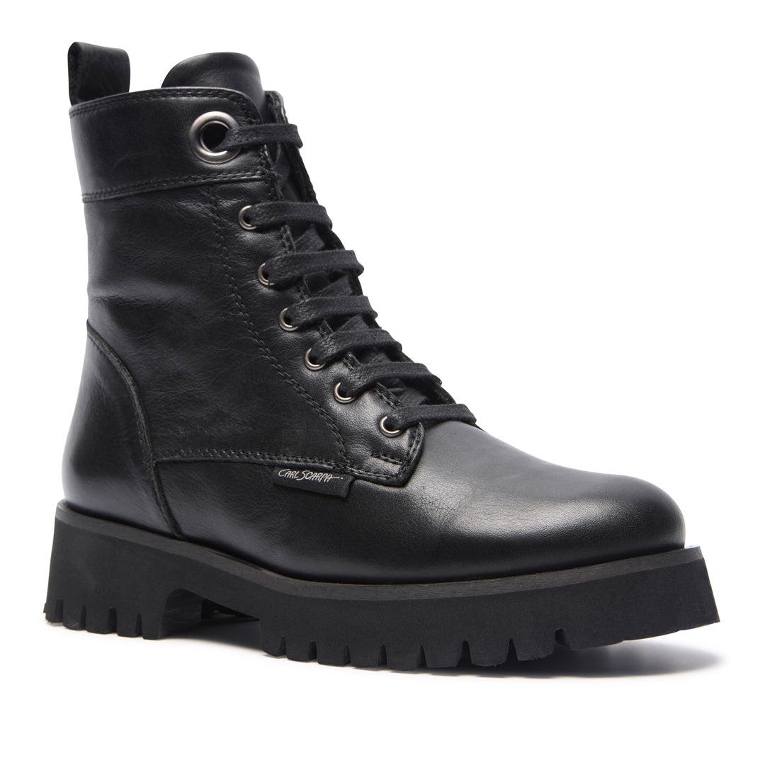 Rivello Black Leather Ankle Boots