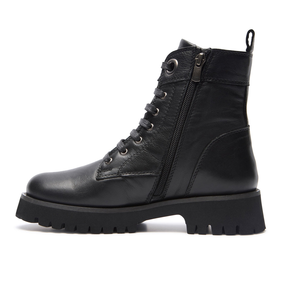 Rivello Black Leather Ankle Boots