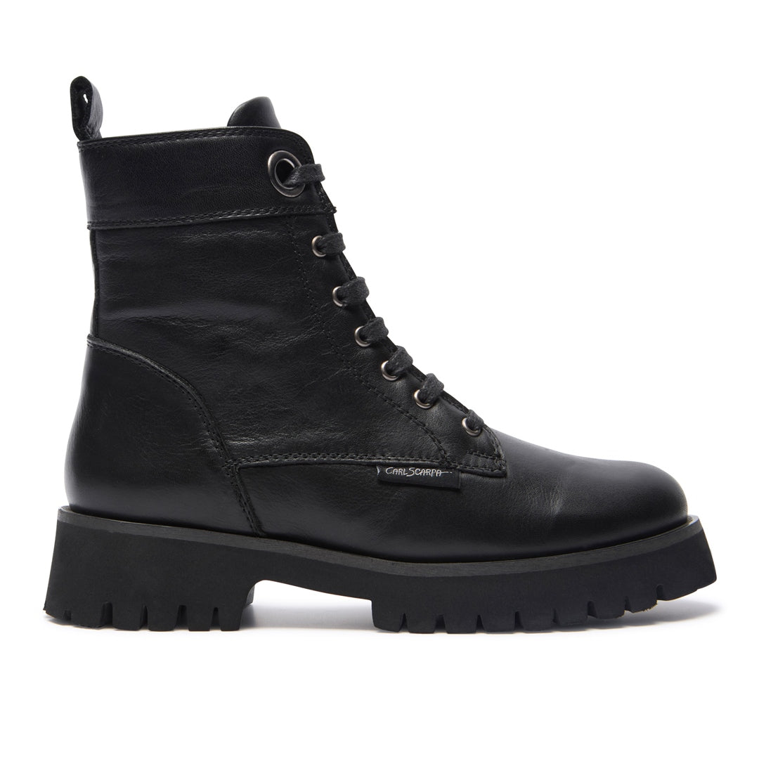 Rivello Black Leather Ankle Boots