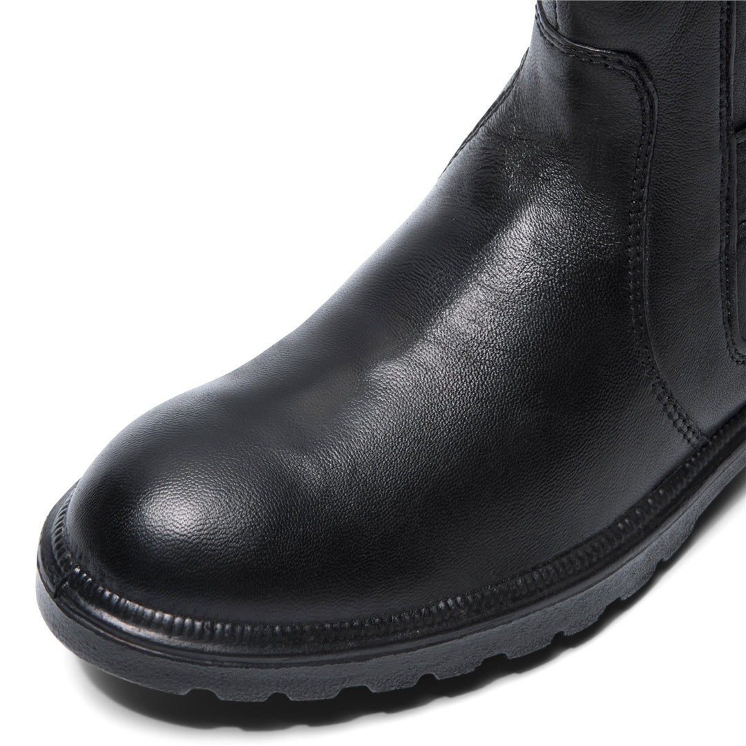 Vierra Black Leather Ankle Boots