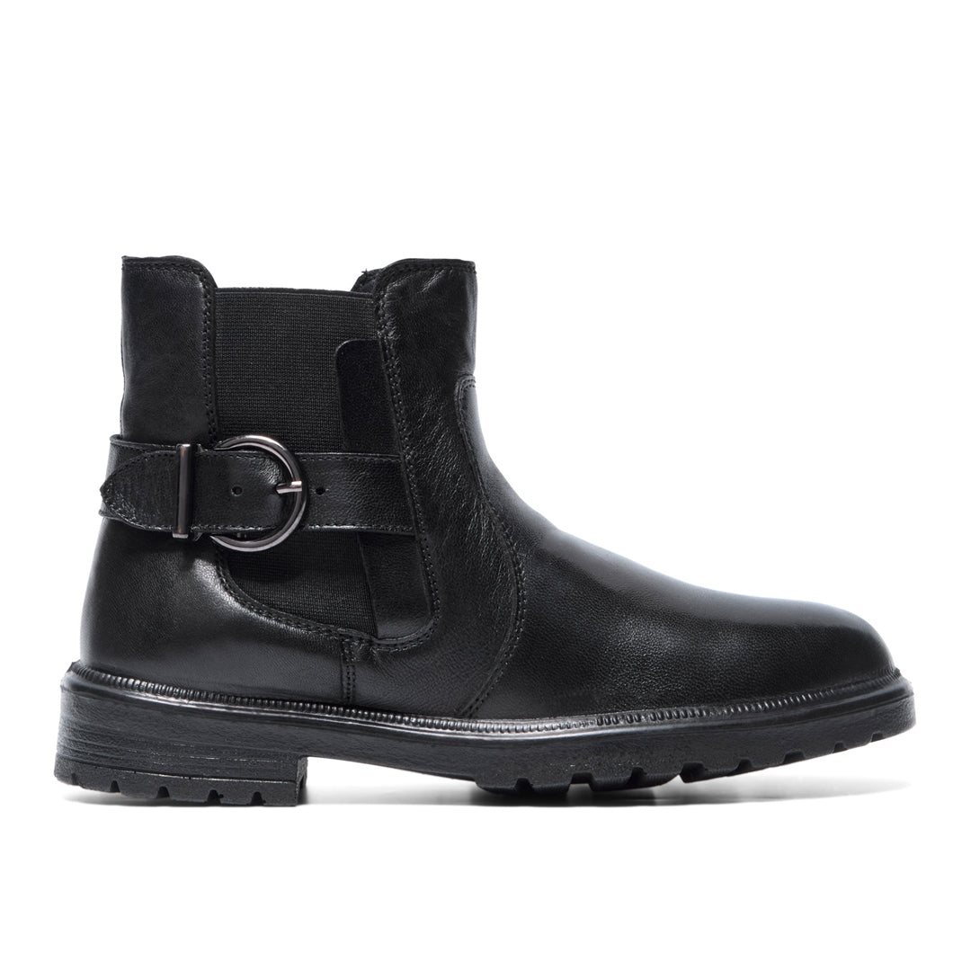 Vierra Black Leather Ankle Boots