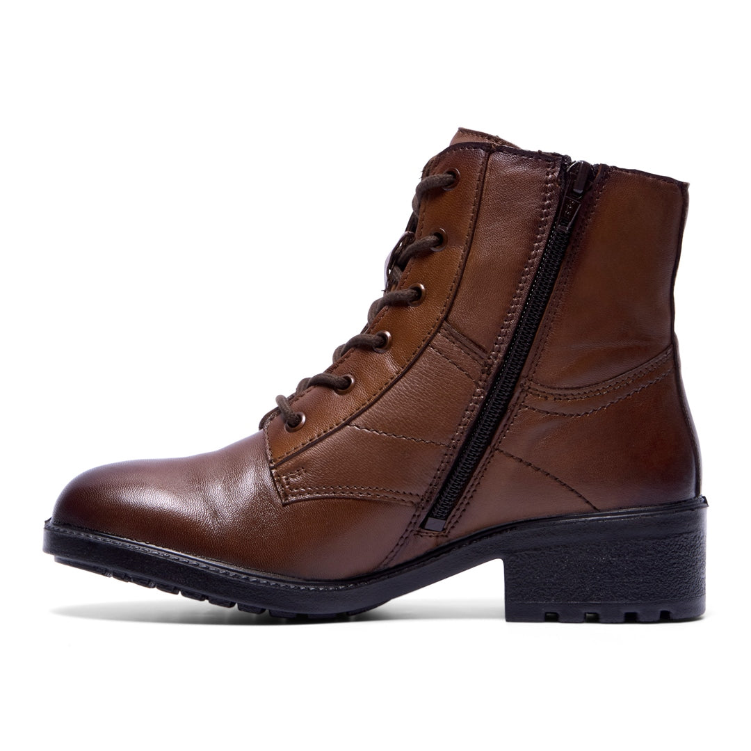 Valence Tan Leather Ankle Boots
