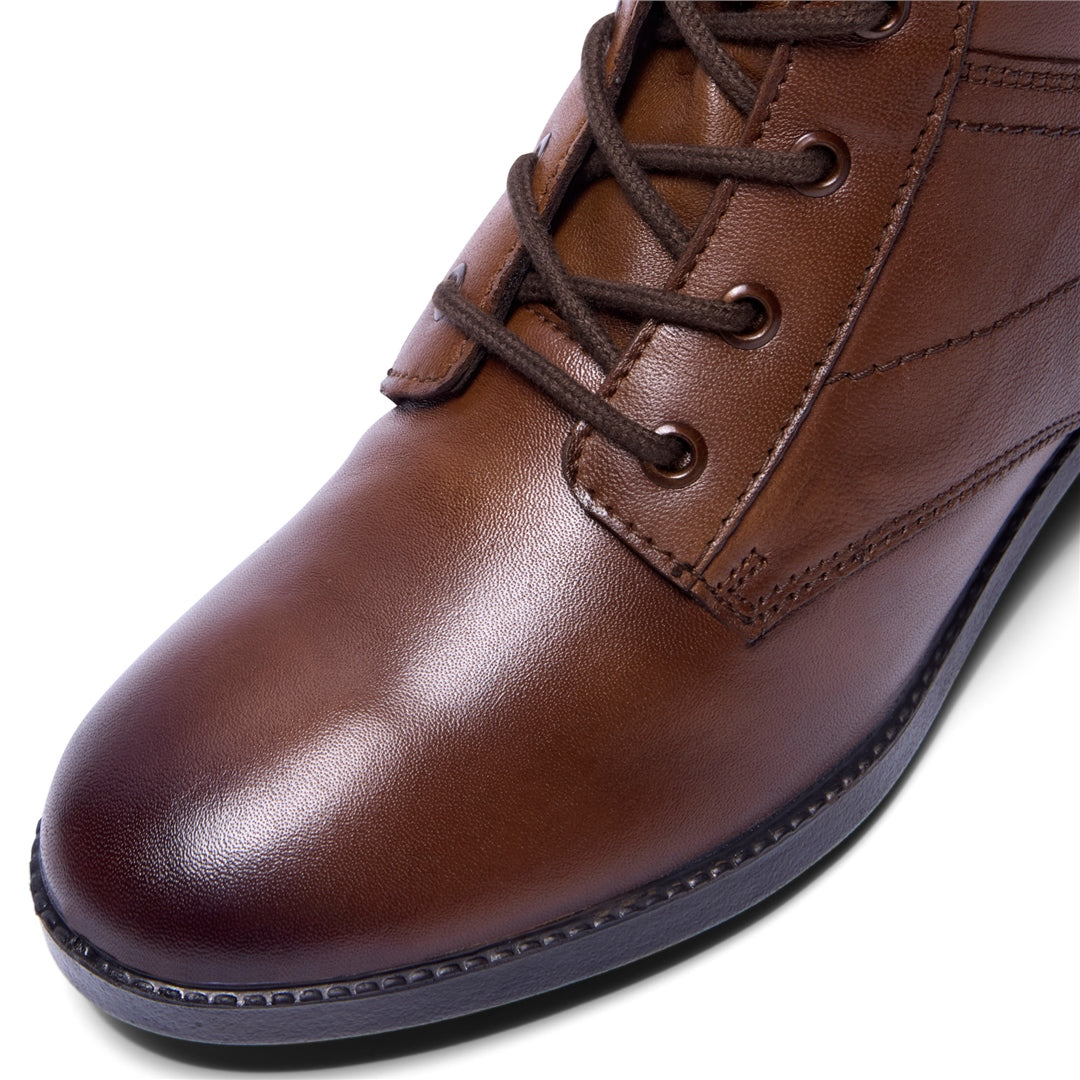 Valence Tan Leather Ankle Boots