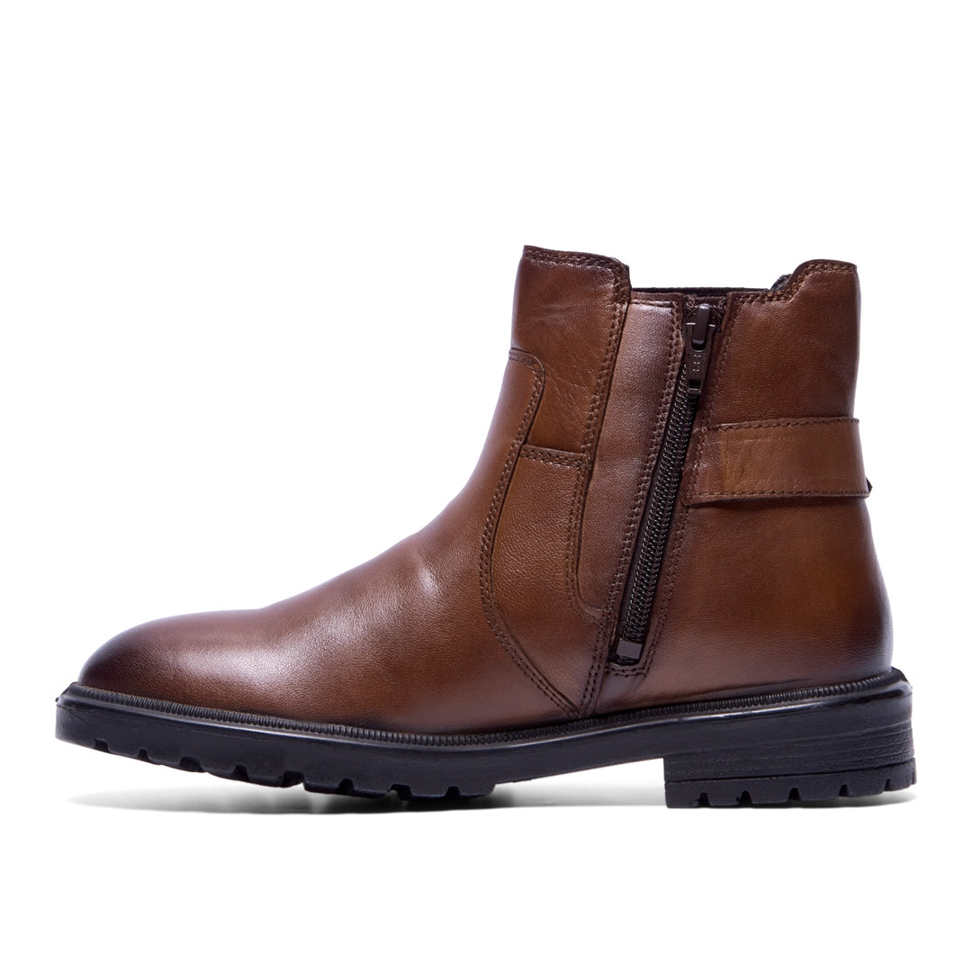 Vierra Tan Leather Ankle Boots