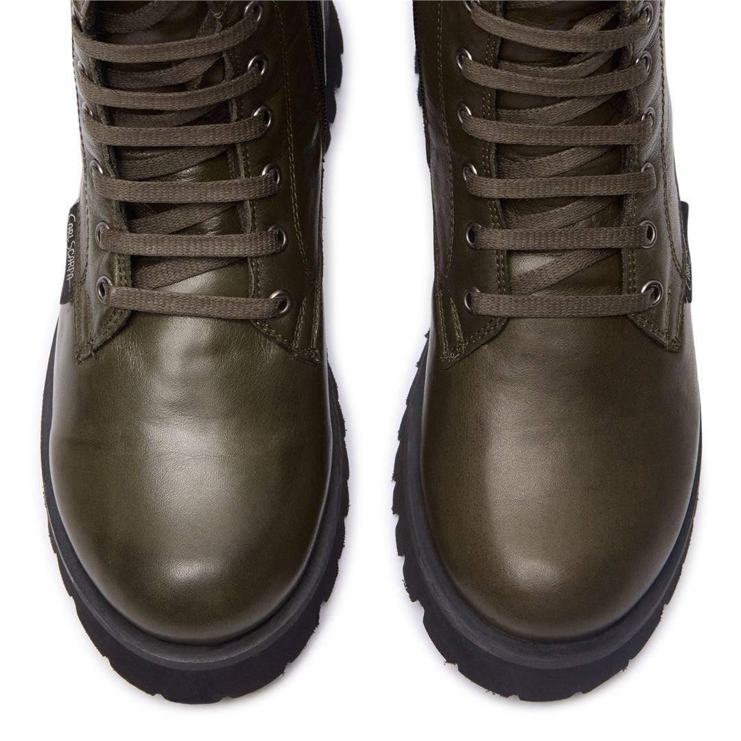 Rivello Green Leather Ankle Boots
