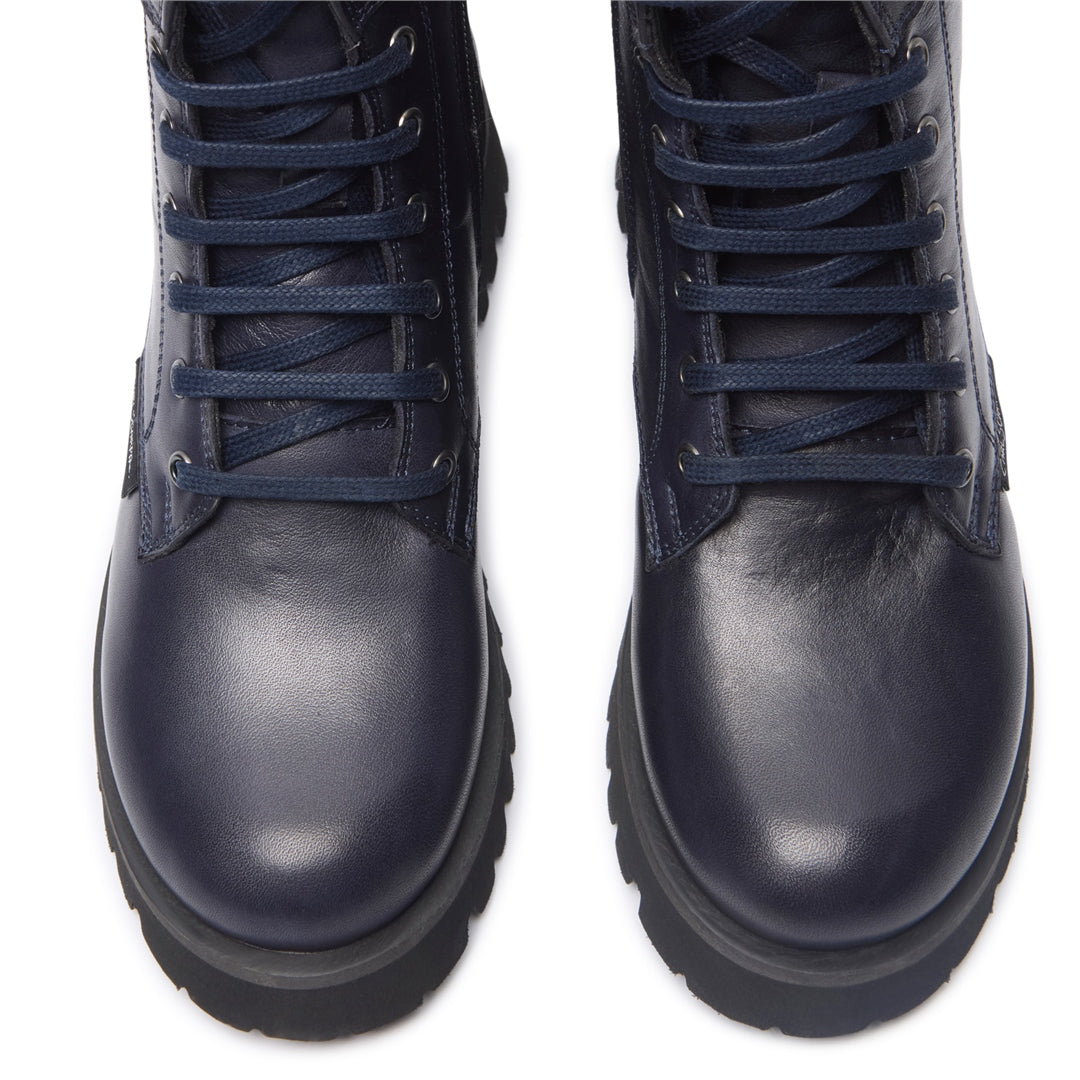 Rivello Navy Leather Ankle Boots