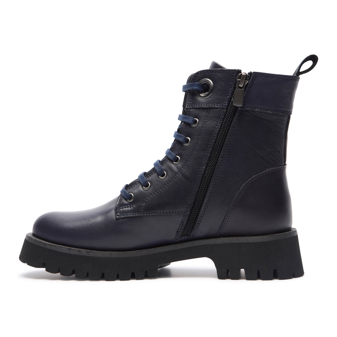 Rivello Navy Leather Ankle Boots