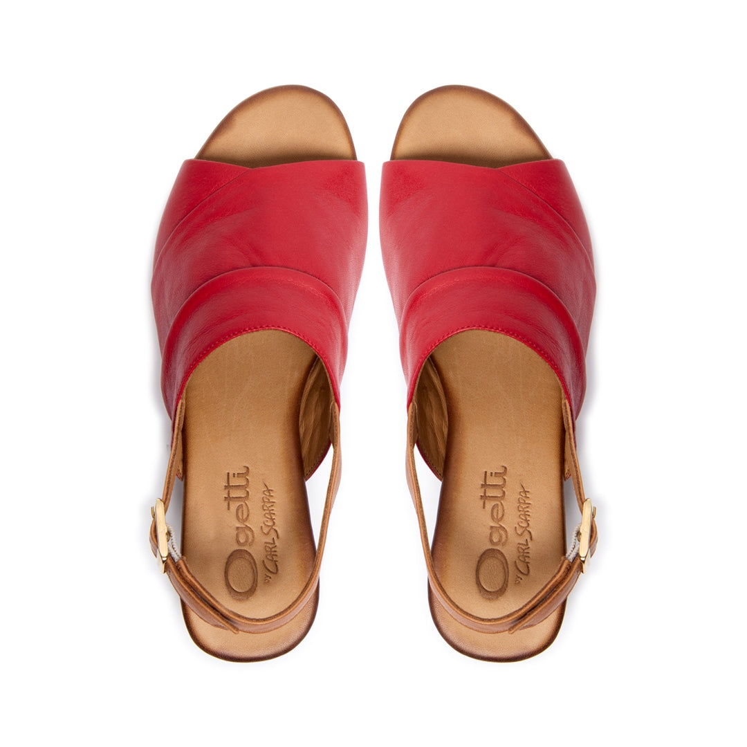 Arriba Tan/Red Leather Sandals