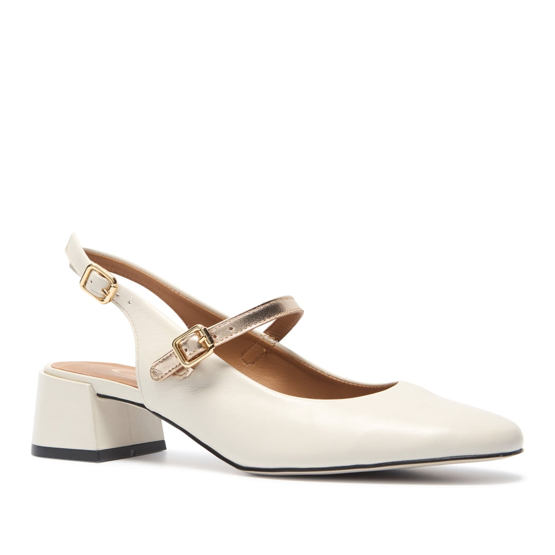 Belmonte Offwhite/ Gold Leather Sandals