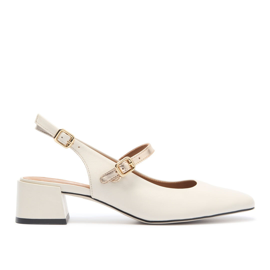 Belmonte Offwhite/ Gold Leather Sandals
