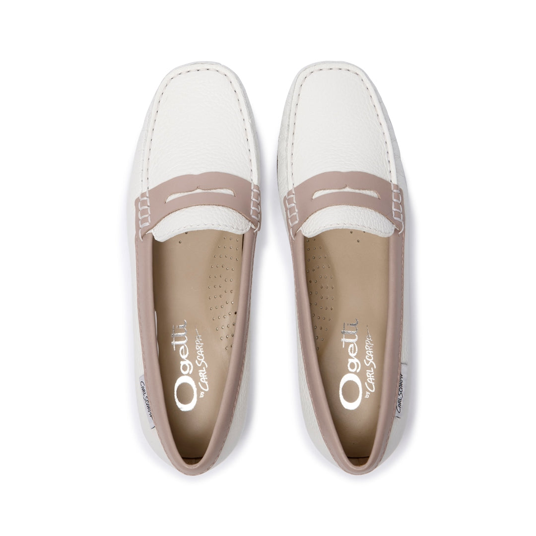 Bettina White/ Rose Leather Loafers