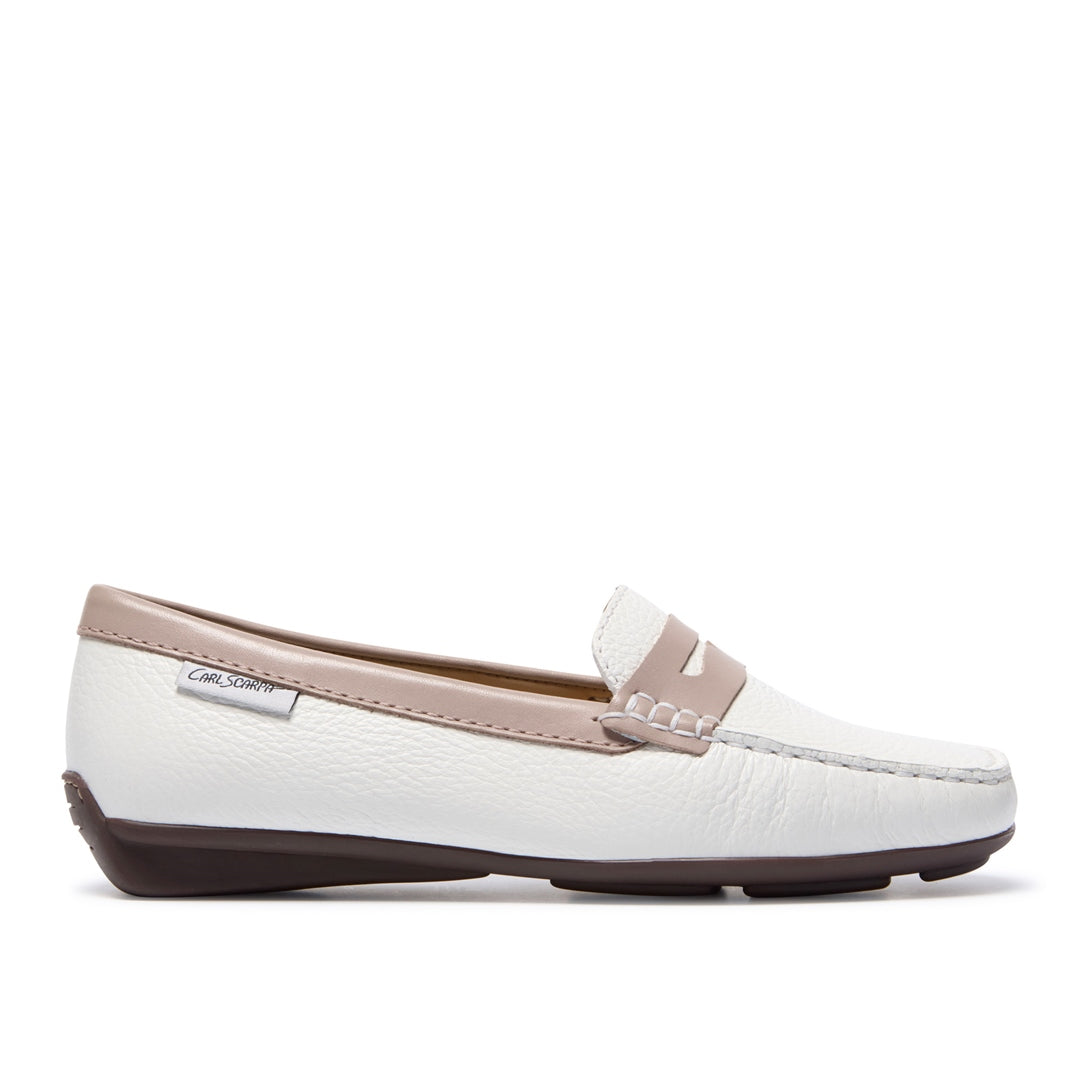 Bettina White/ Rose Leather Loafers