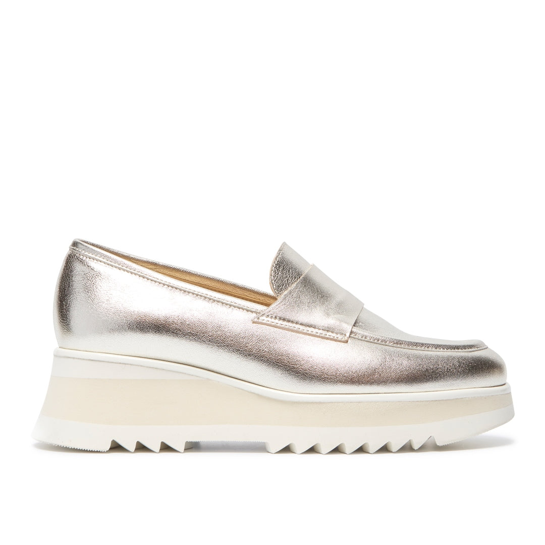 Grigio Champagne Leather Loafers