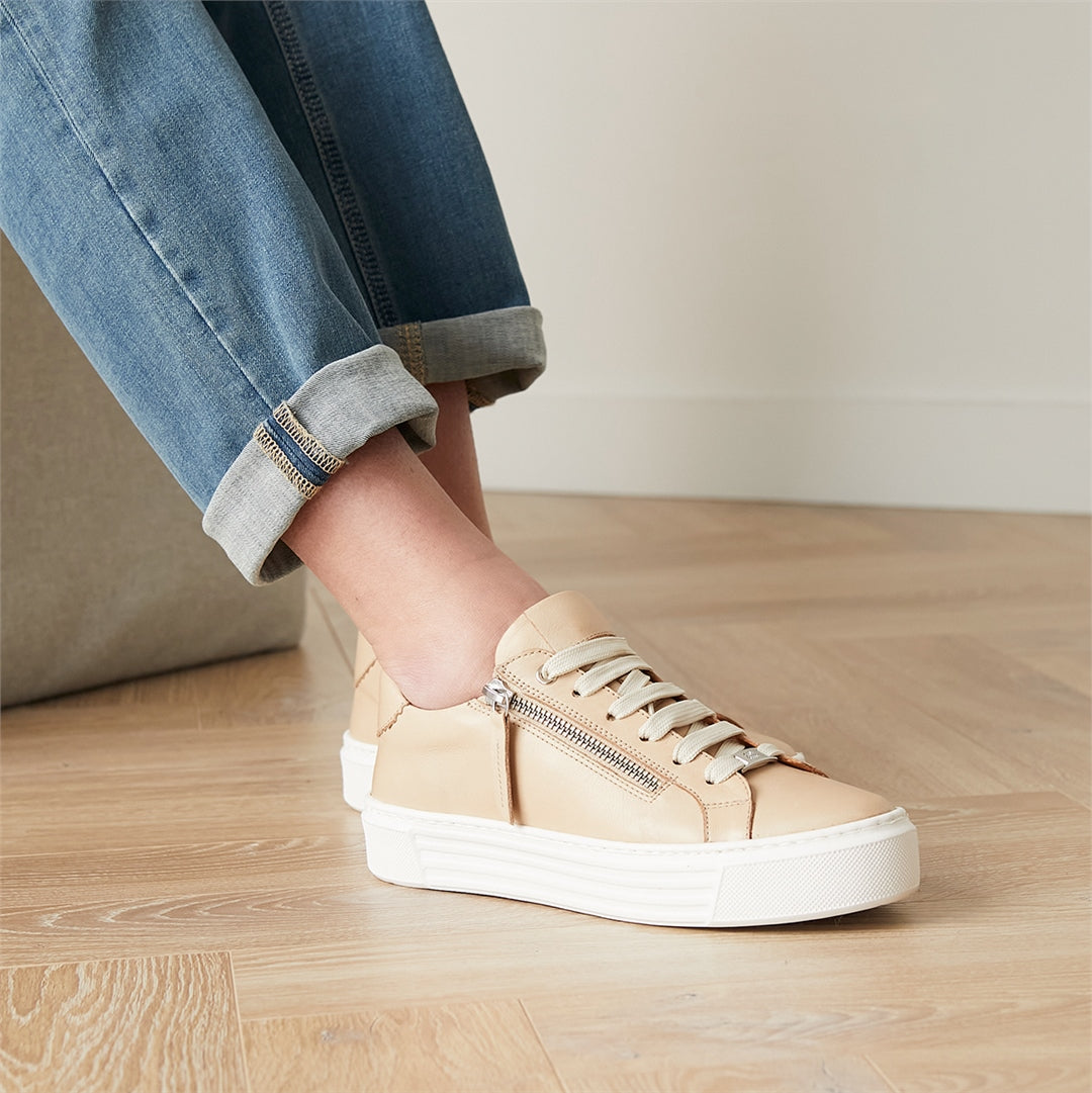 Monique Taupe Leather Trainers