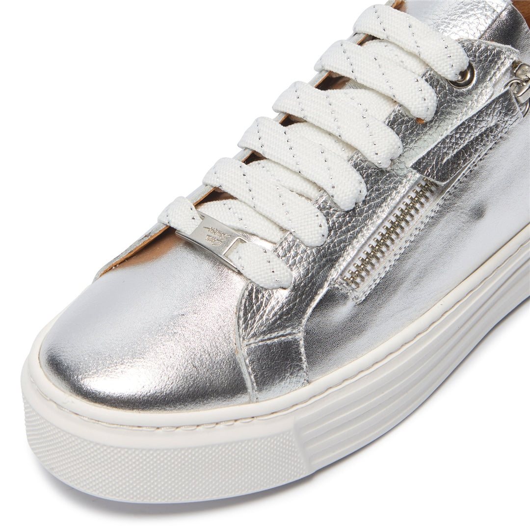 Monique Silver/Fuschia Leather Trainers