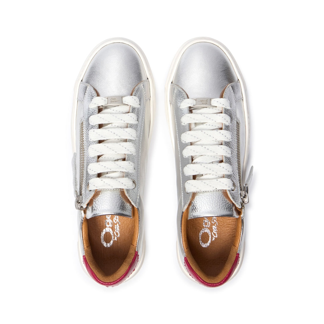Monique Silver/Fuschia Leather Trainers