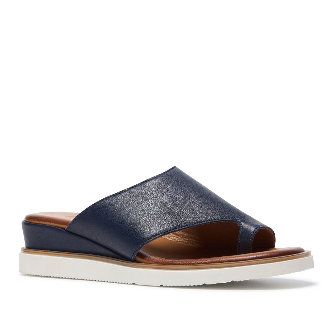 Oricola Navy Leather Sandals
