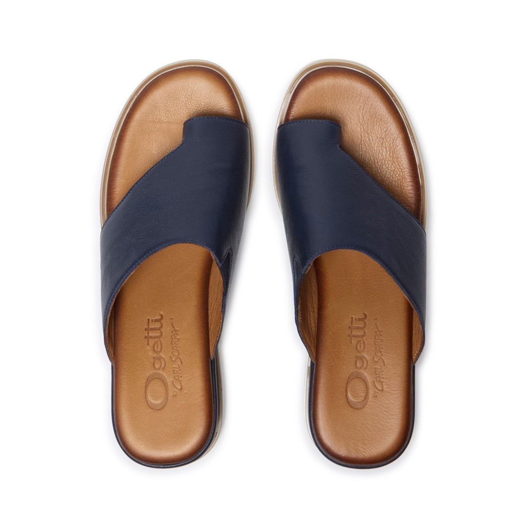 Oricola Navy Leather Sandals