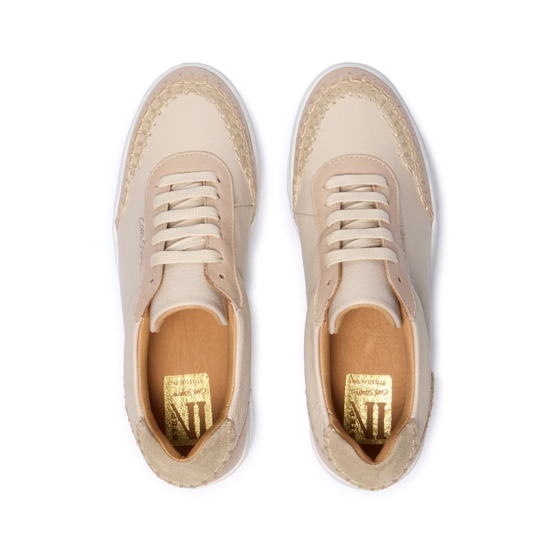 Padova Stitch Beige Leather Trainers
