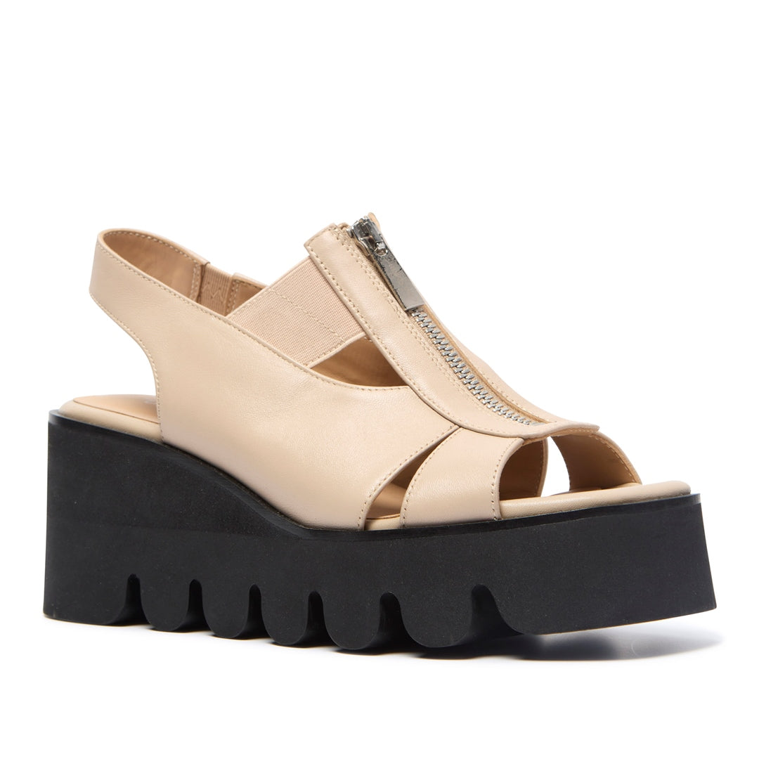 Pazoli Beige Leather Wavesole Sandals