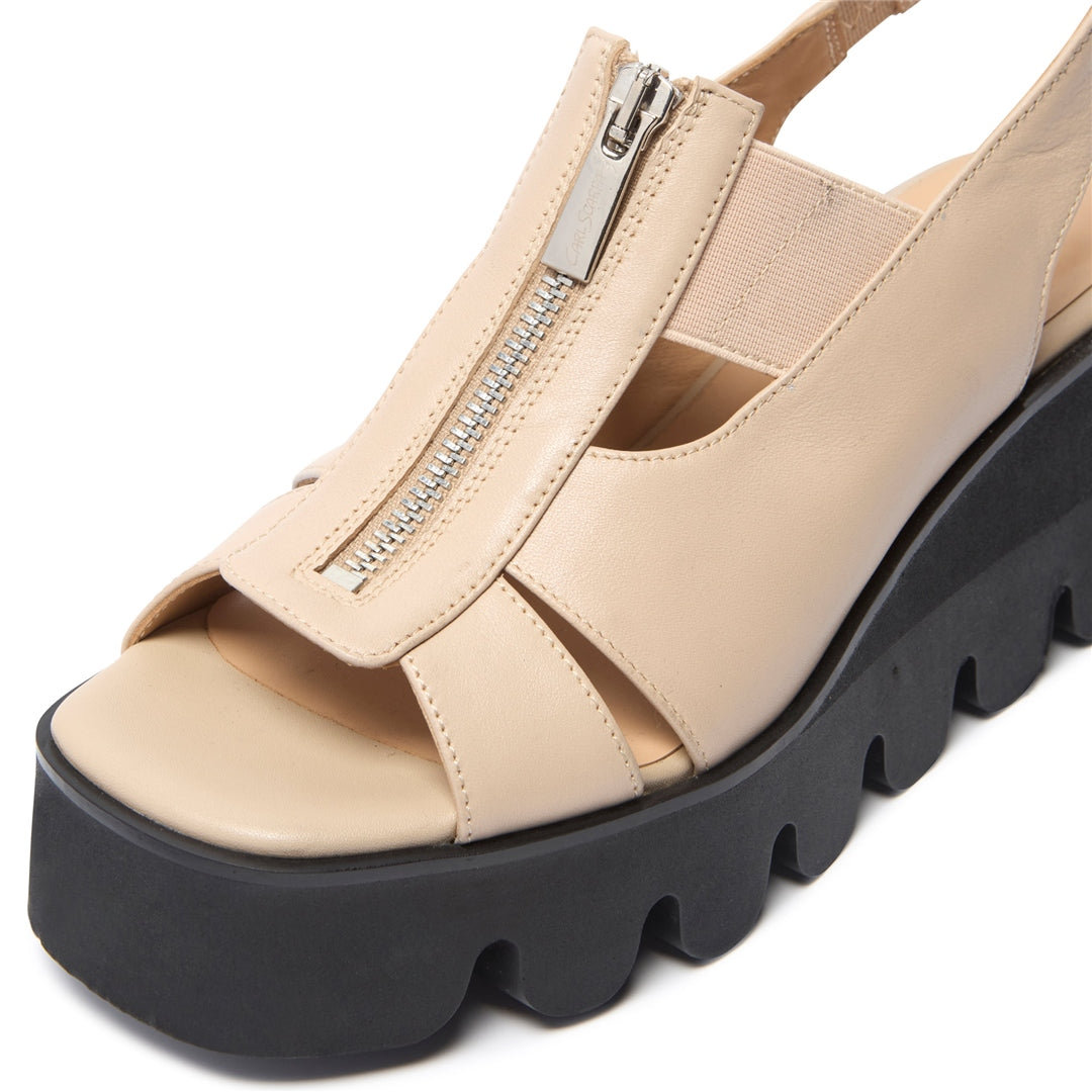Pazoli Beige Leather Wavesole Sandals
