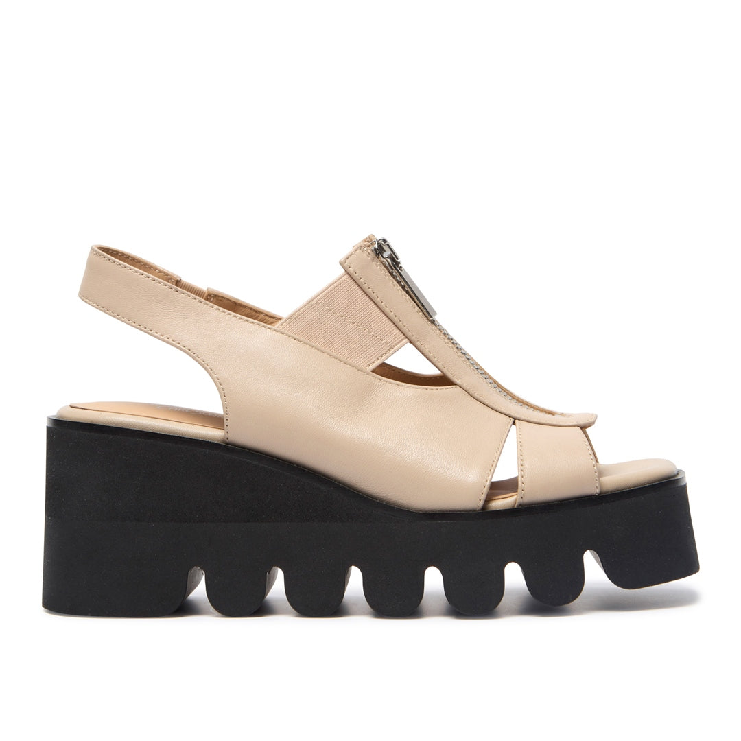 Pazoli Beige Leather Wavesole Sandals
