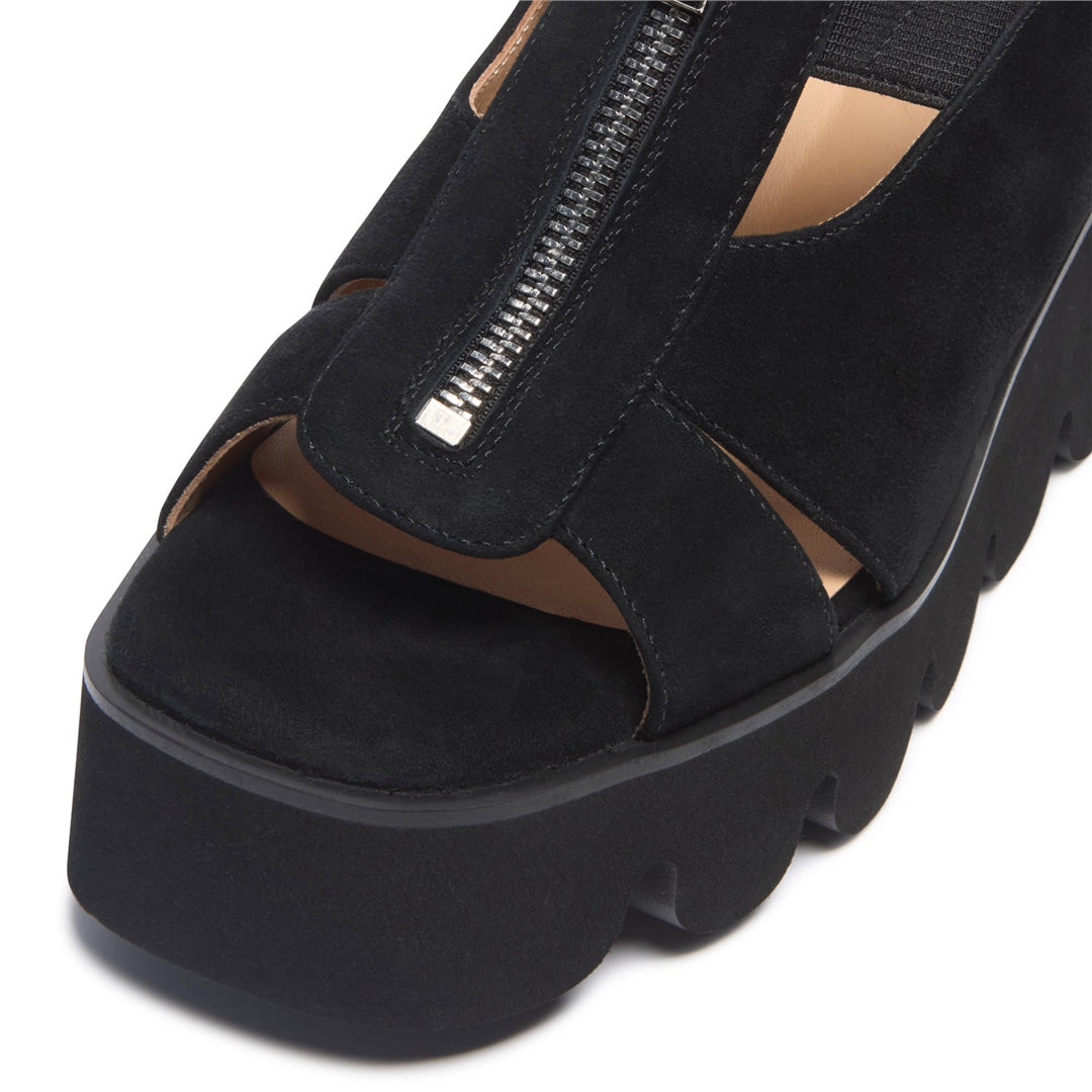 Pazoli Black Suede Wavesole Sandals
