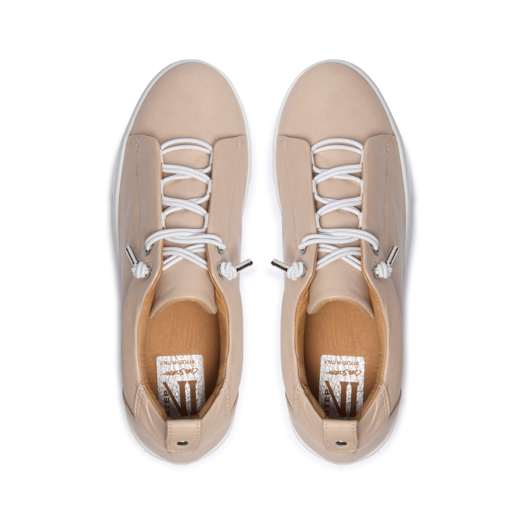 Raya Beige Leather Trainers