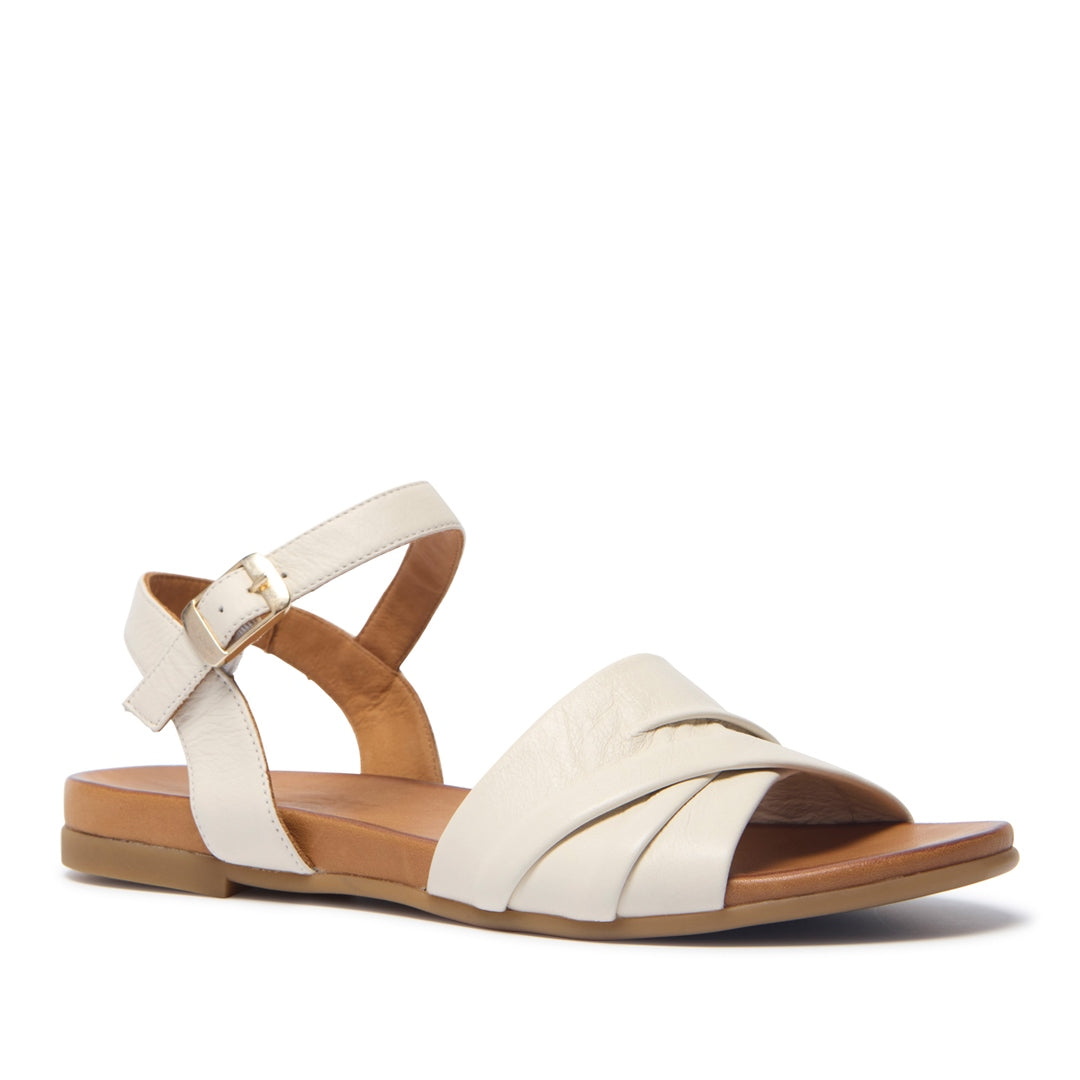 Tassia Off White Leather Sandals
