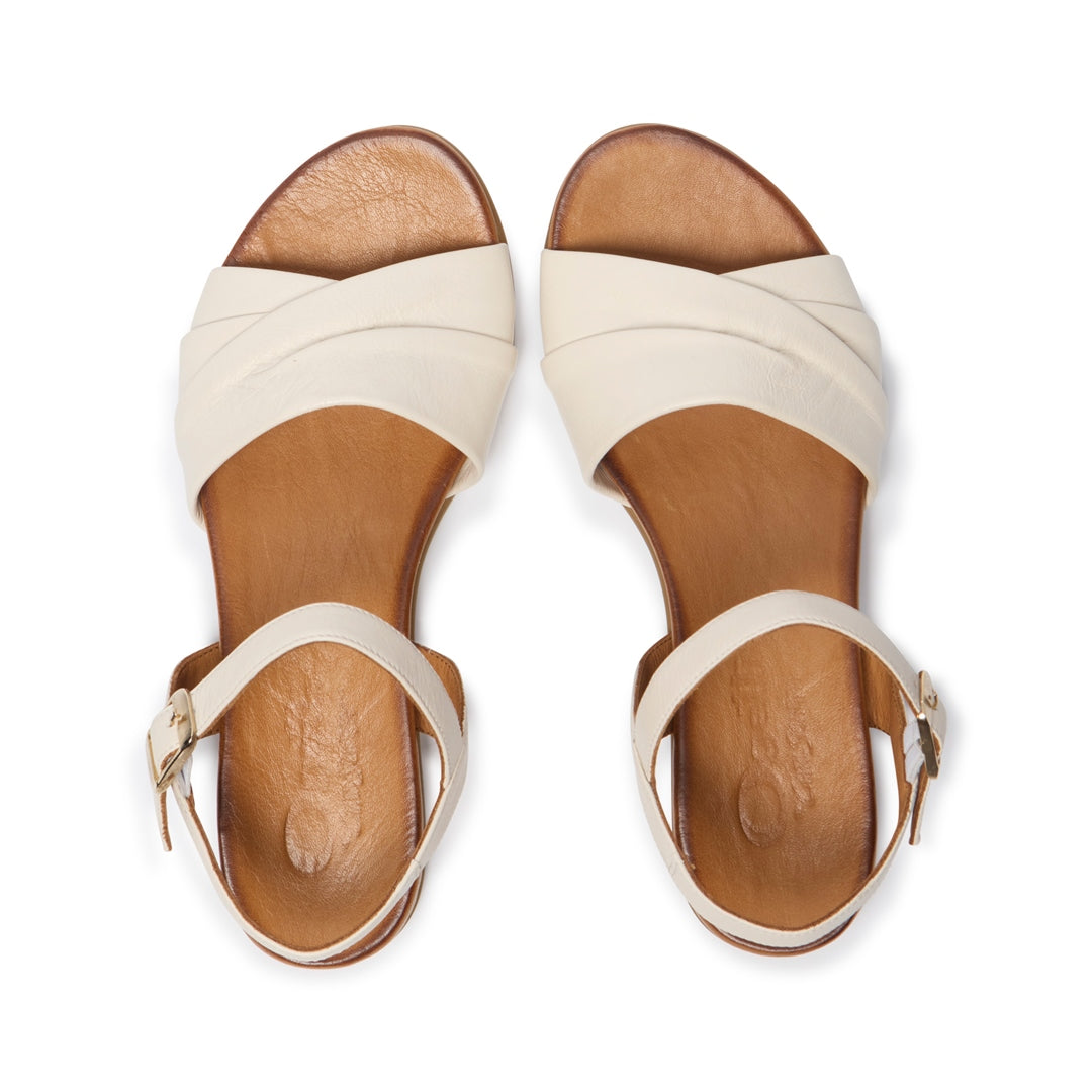 Tassia Off White Leather Sandals