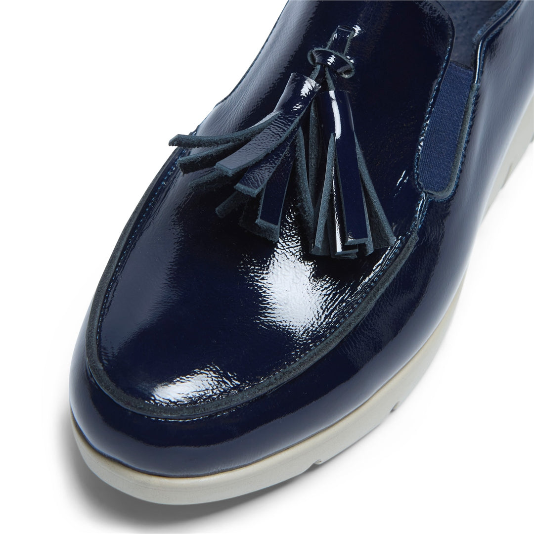 Florette Navy Leather Loafers