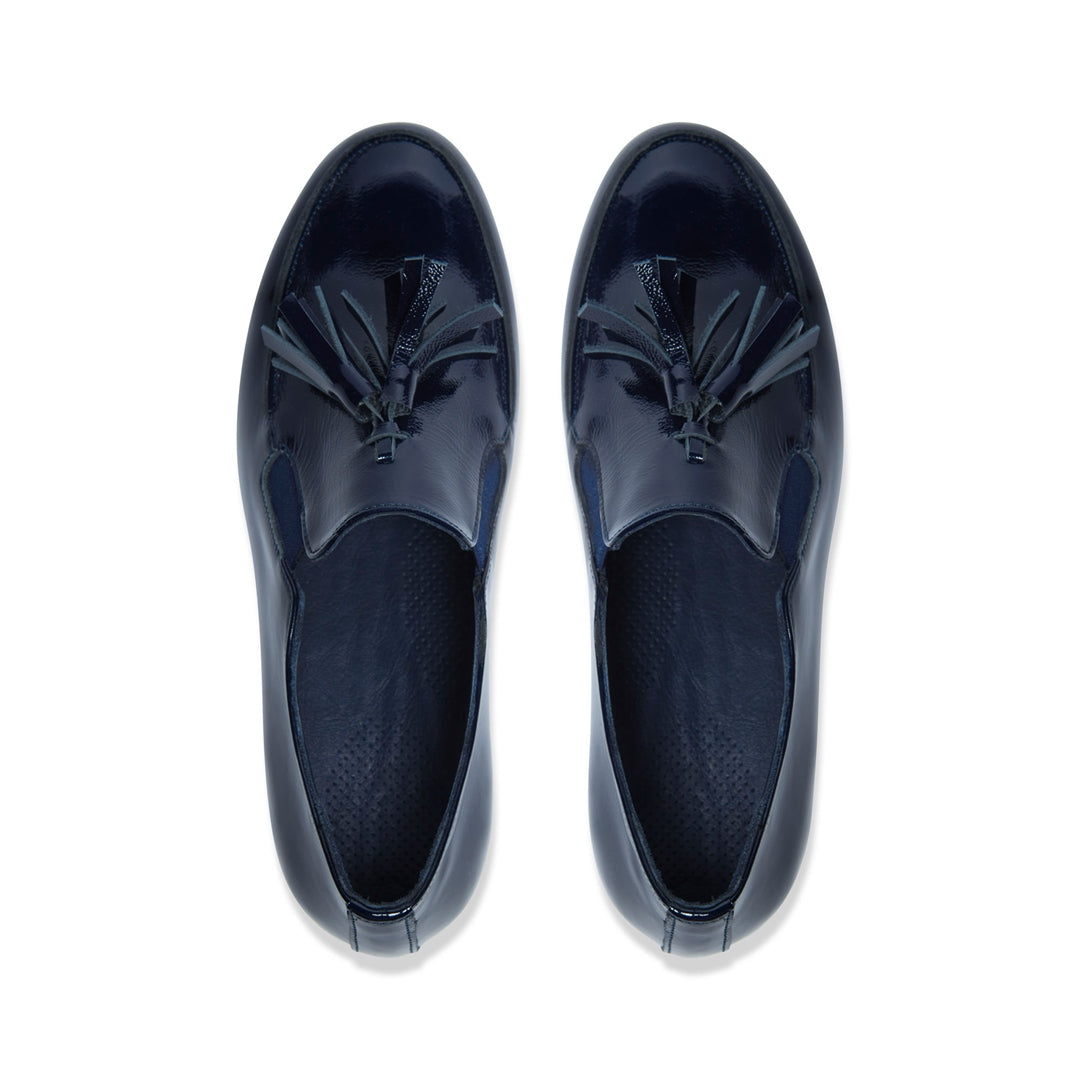 Florette Navy Leather Loafers
