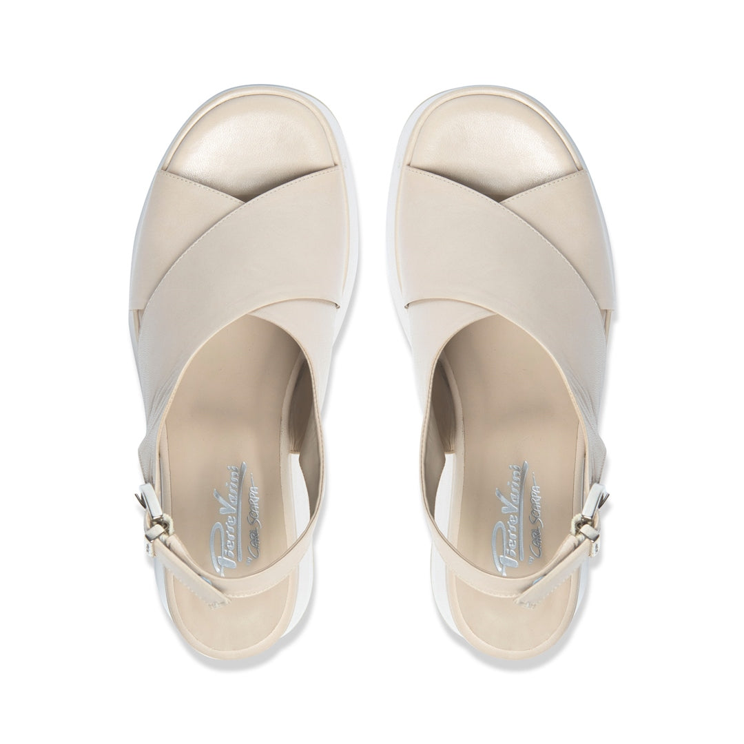 Glorini Off White Leather Sandals
