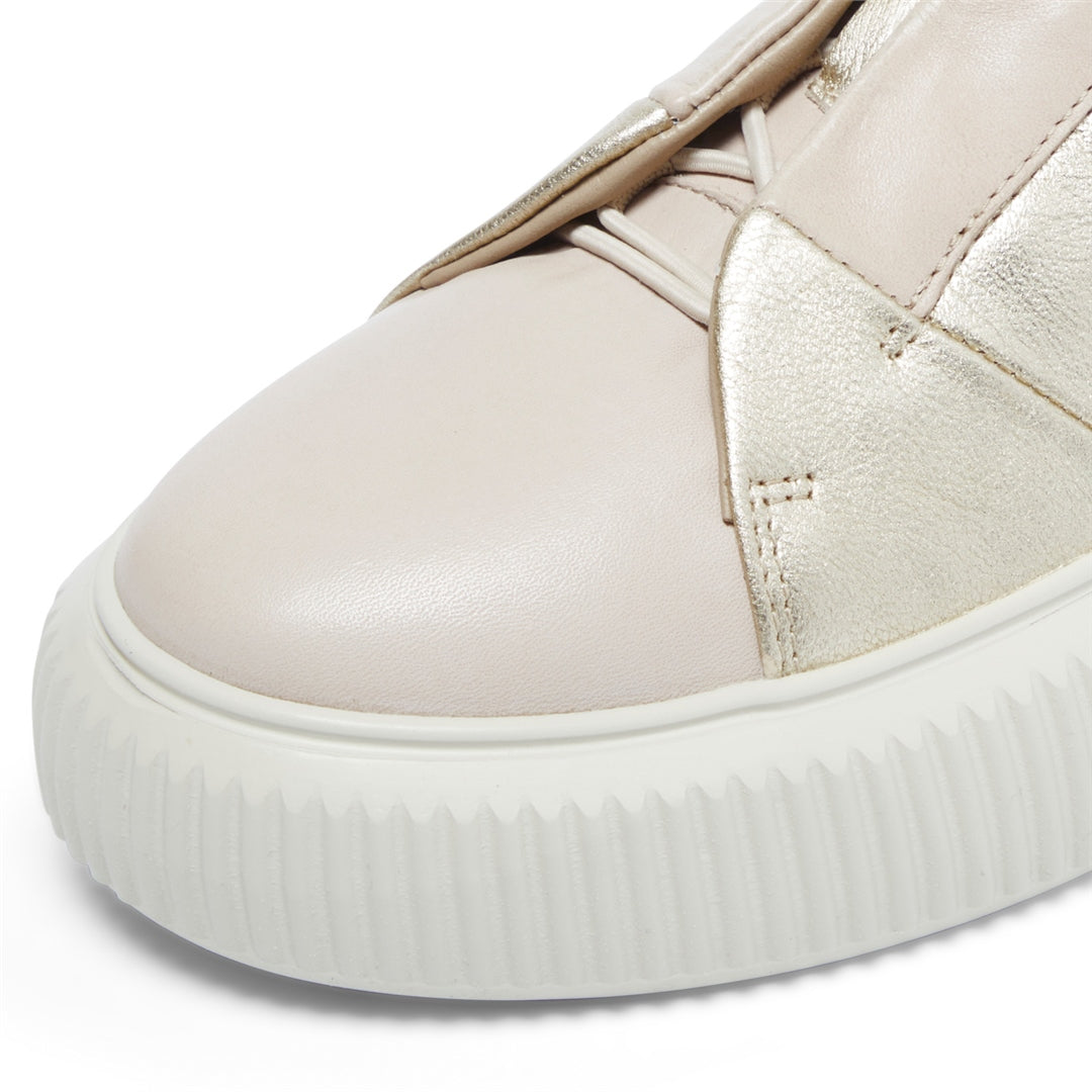 Semplice Beige Gold Leather Trainers