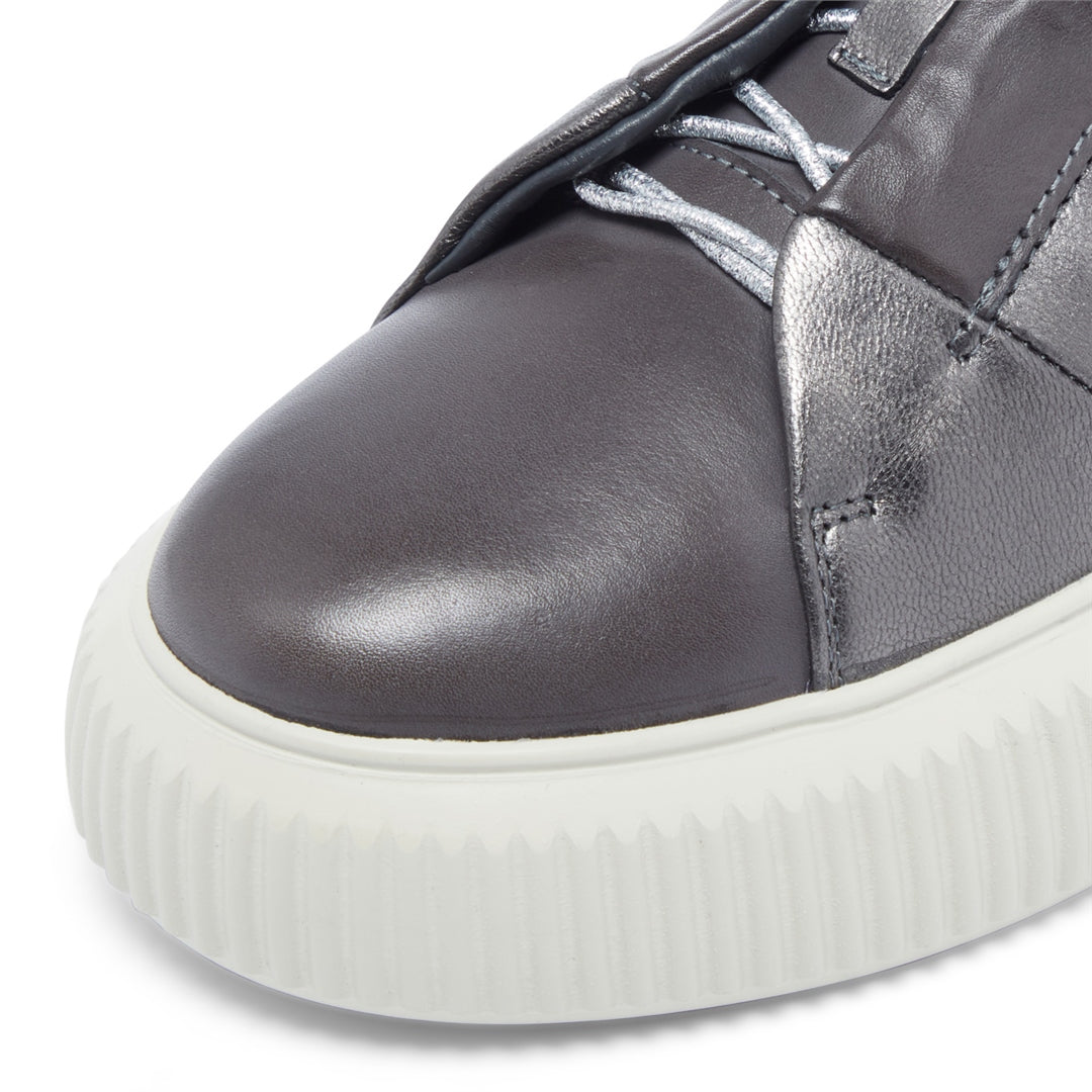 Semplice Grey Pewter Leather Trainers