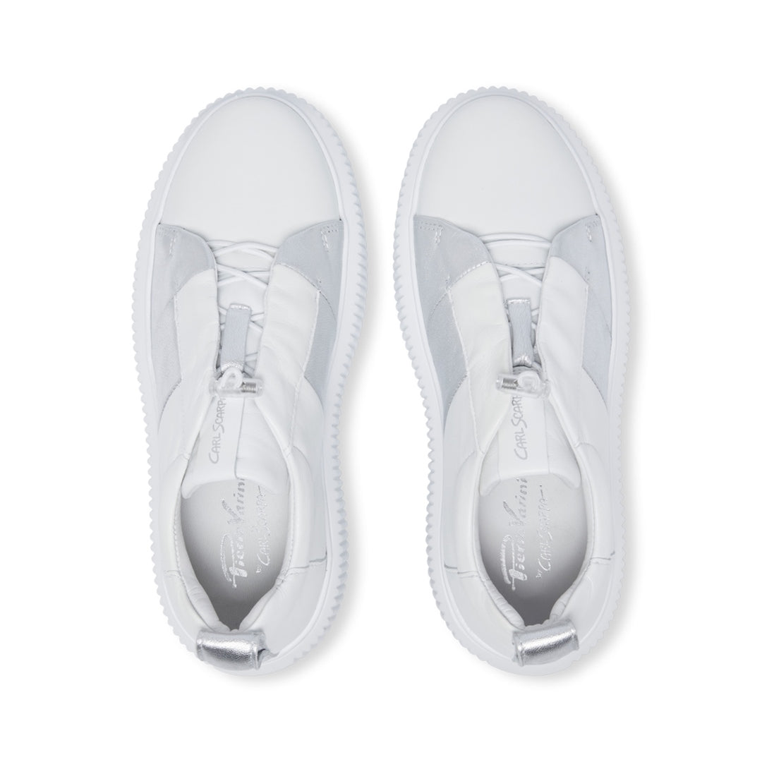 Semplice White Silver Leather Trainers