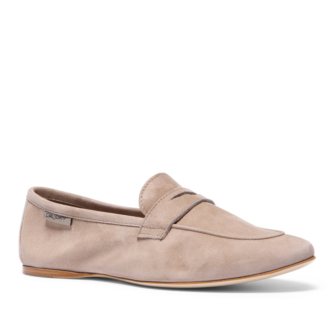 Emarlie Beige Suede Penny Loafers