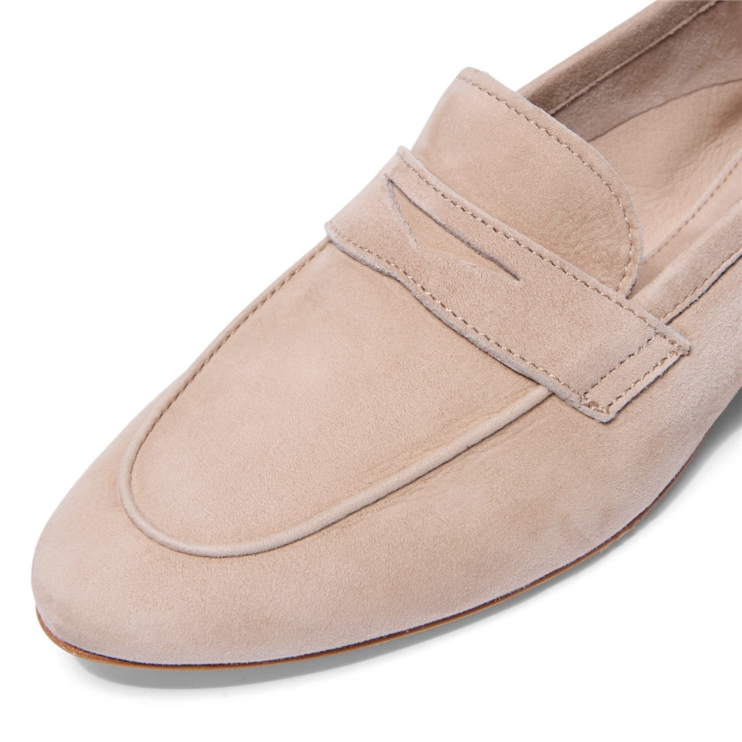 Emarlie Beige Suede Penny Loafers