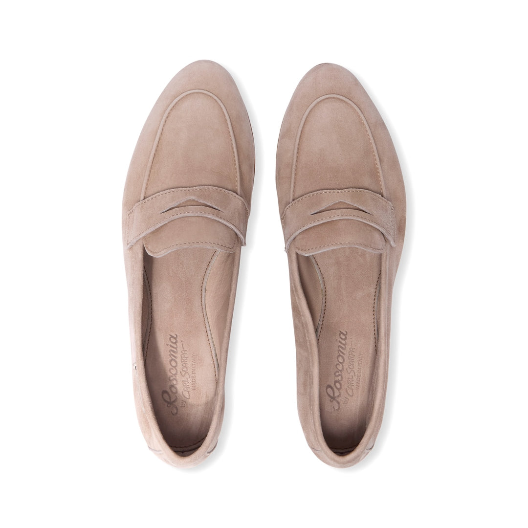Emarlie Beige Suede Penny Loafers