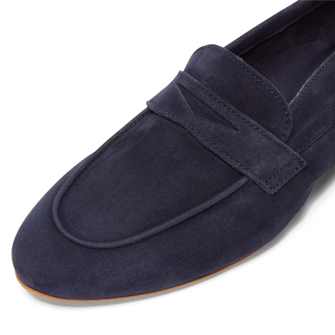 Emarlie Navy Suede Penny Loafers