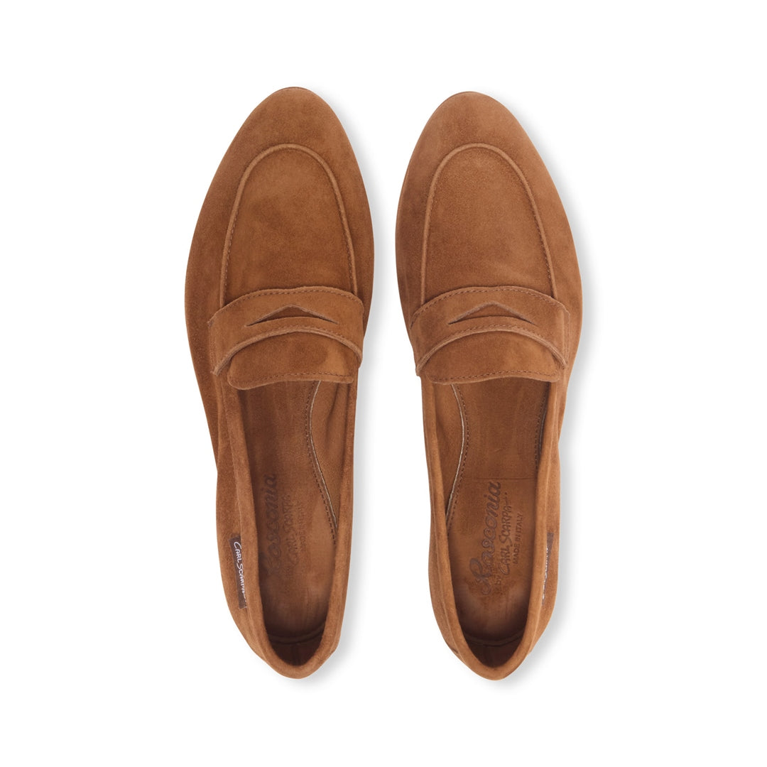 Emarlie Tan Suede Penny Loafers