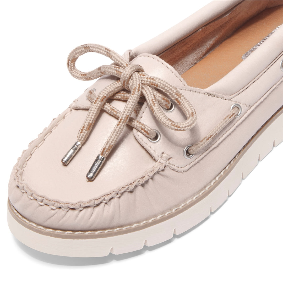 Cadorna Beige Leather Wedge Loafers