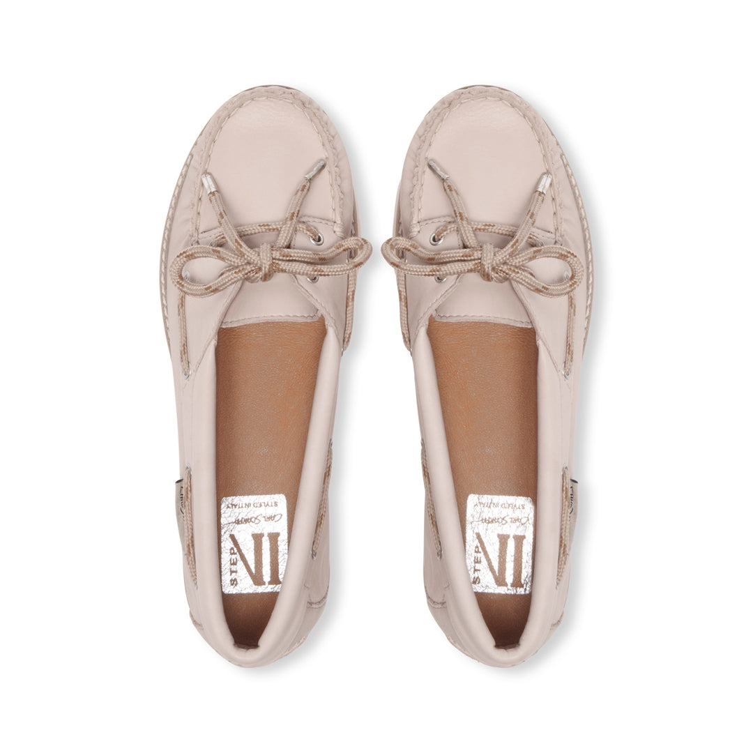 Cadorna Beige Leather Wedge Loafers