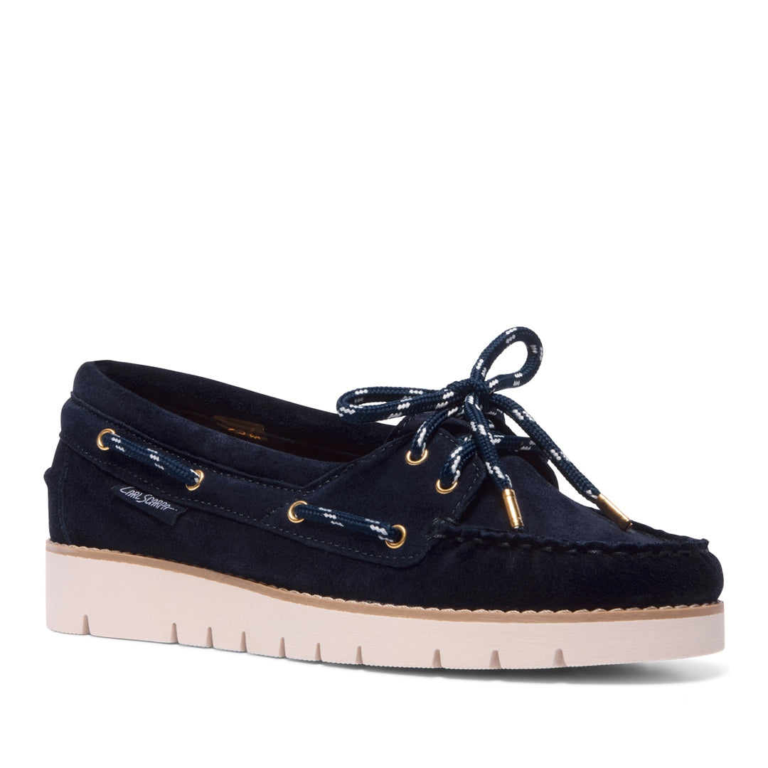 Cadorna Navy Leather Wedge Loafers