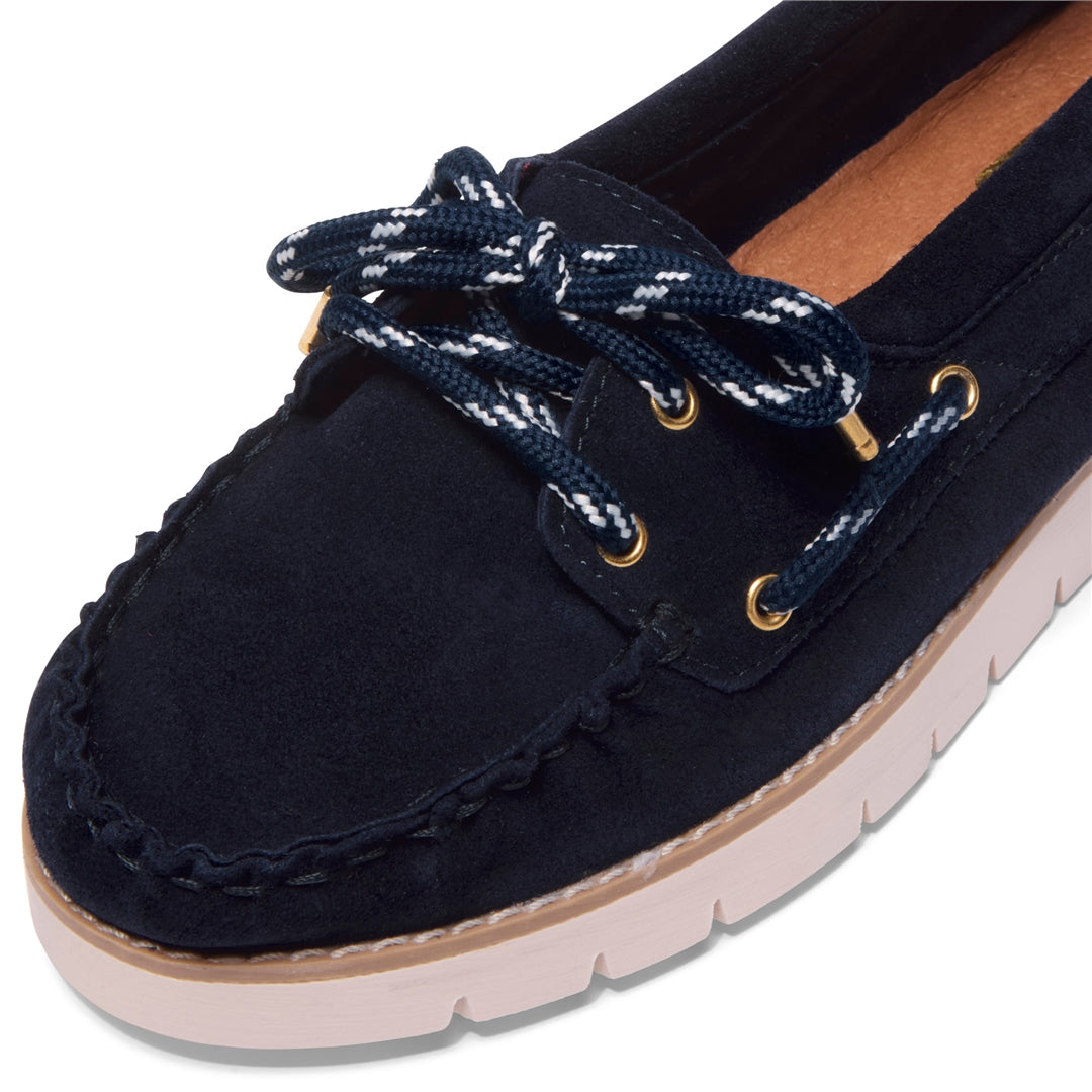 Cadorna Navy Leather Wedge Loafers