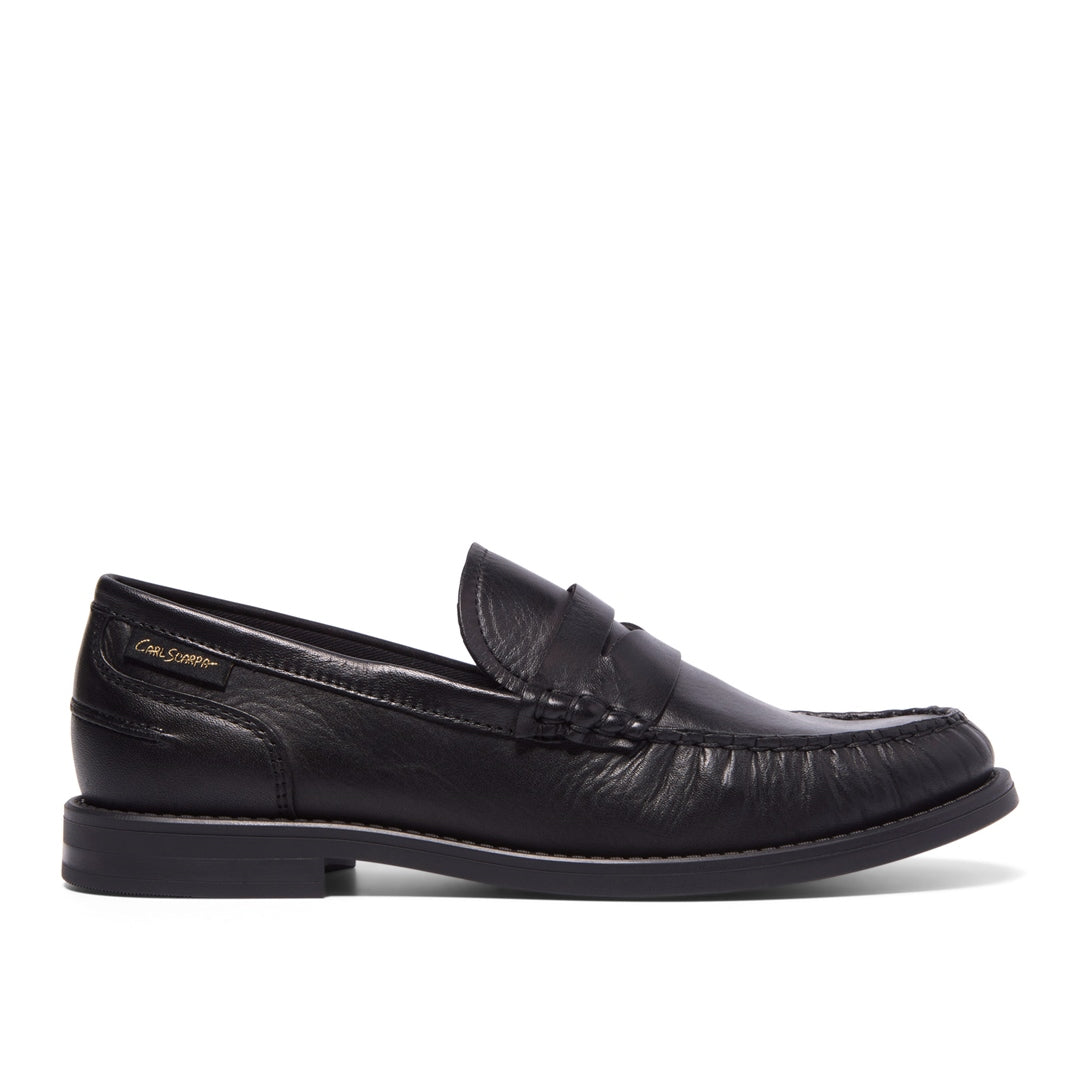 Centesimi Black Leather Penny Loafers
