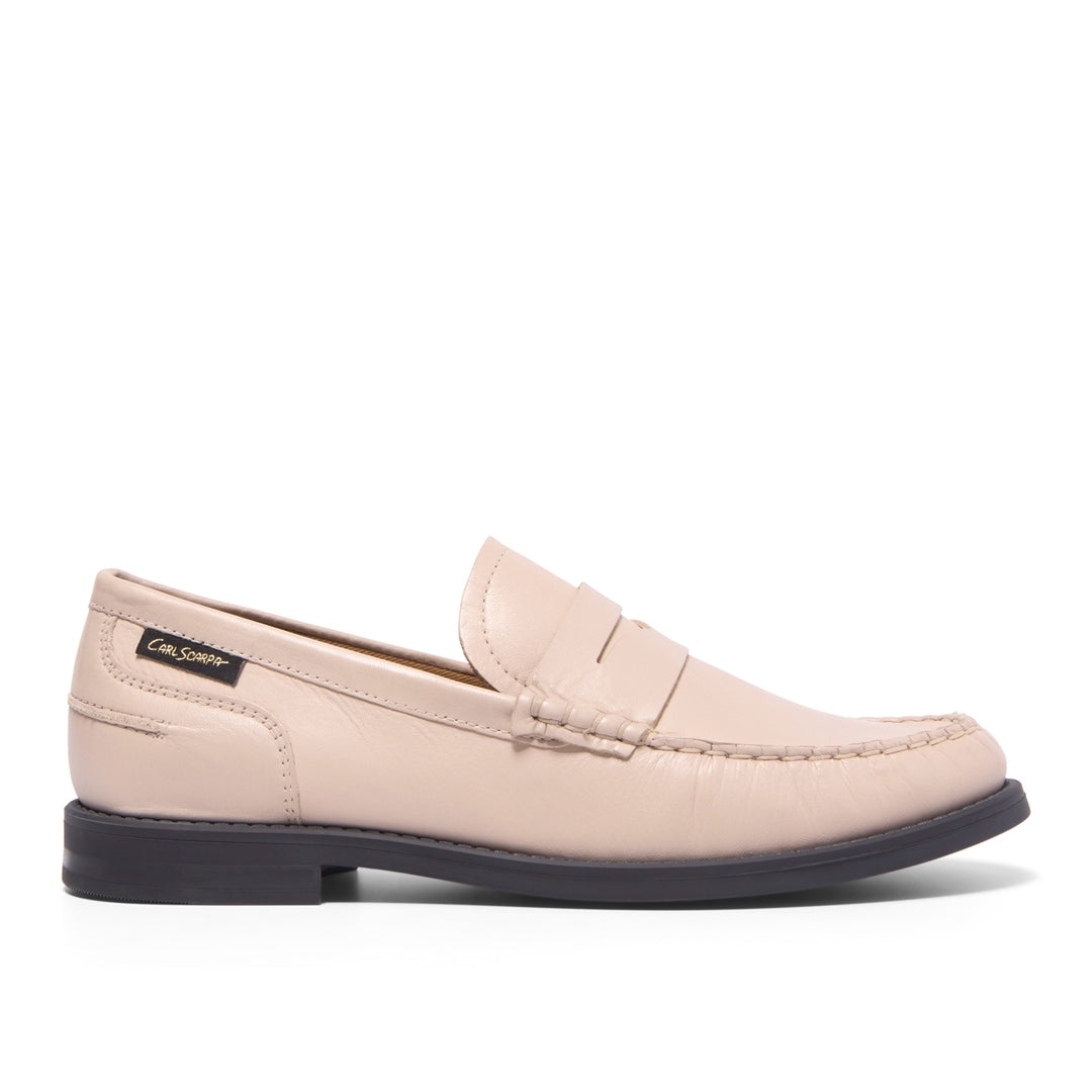 Centesimi Off White Leather Penny Loafers