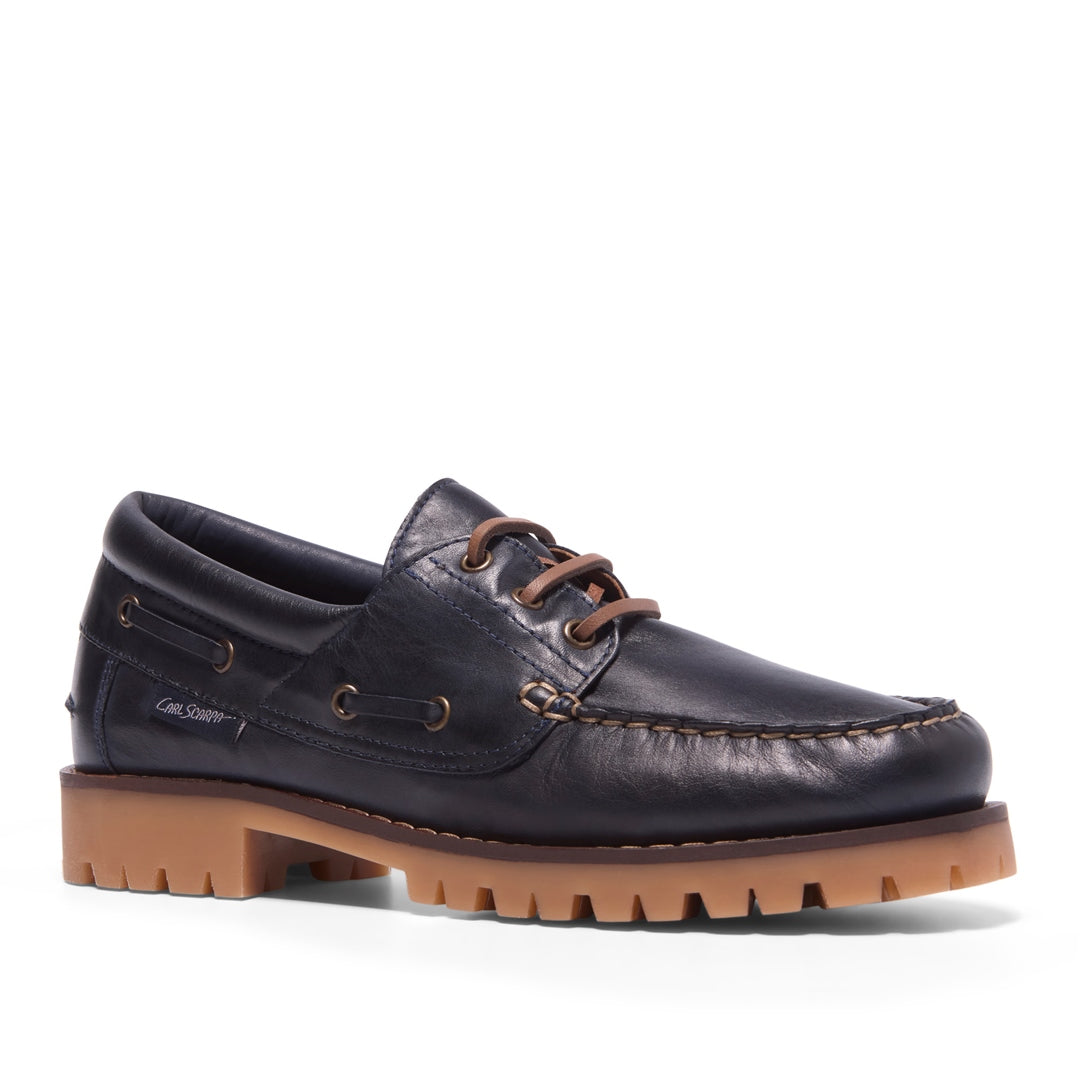 Marina Navy Leather Loafers