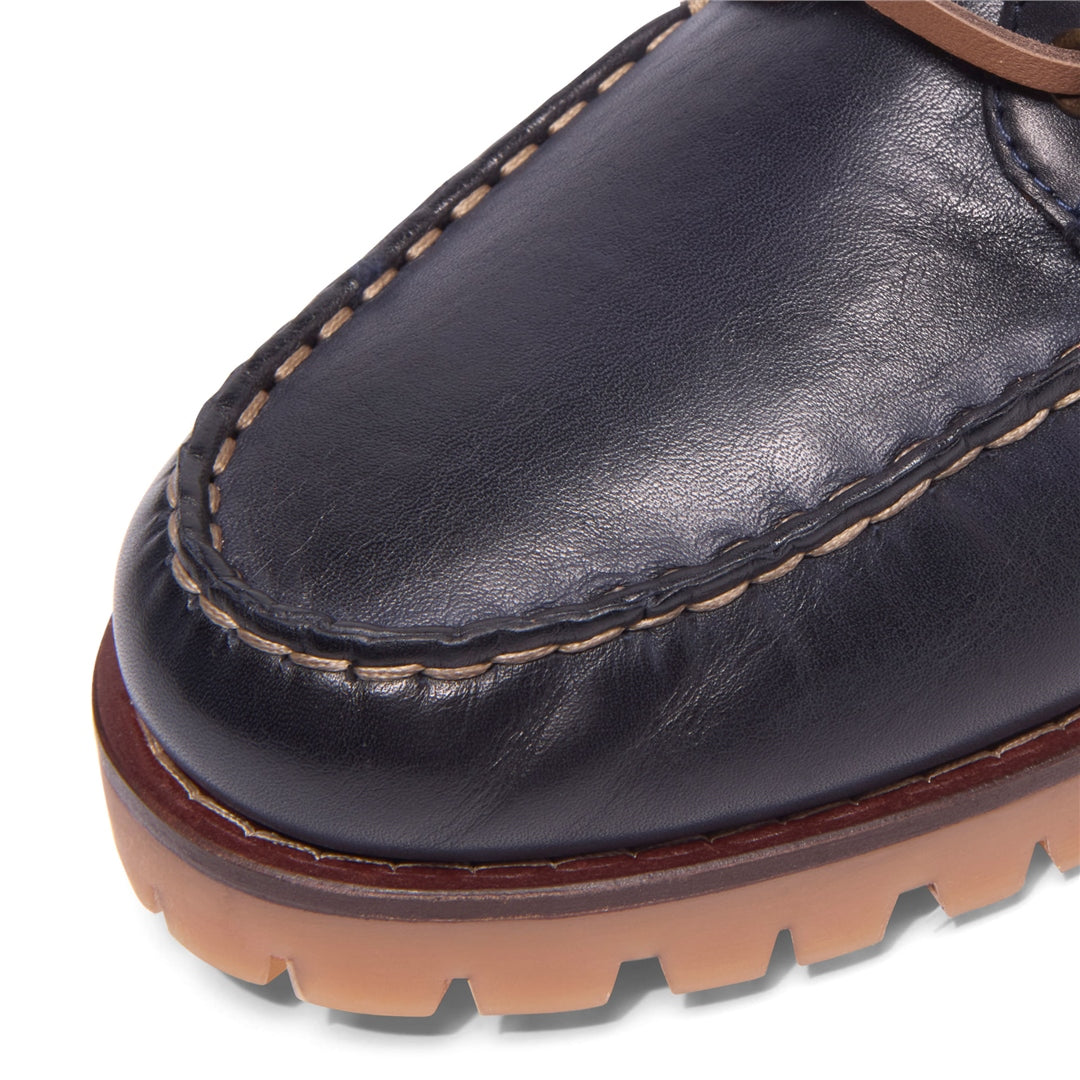 Marina Navy Leather Loafers