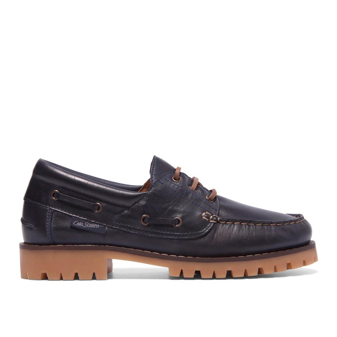 Marina Navy Leather Loafers